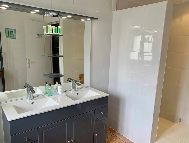 Shower room - Walk in shower, double washbasin